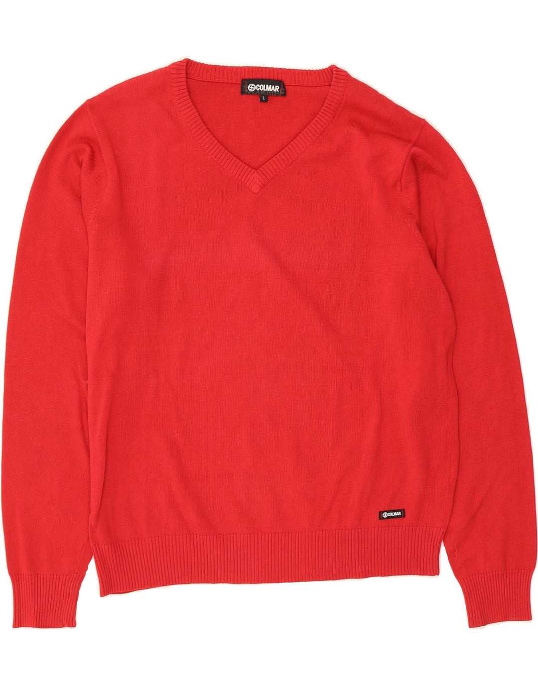 COLMAR Mens V-Neck Jumper Sweater Large Red Cotton Vintage Colmar and Second-Hand Colmar from Messina Hembry 
