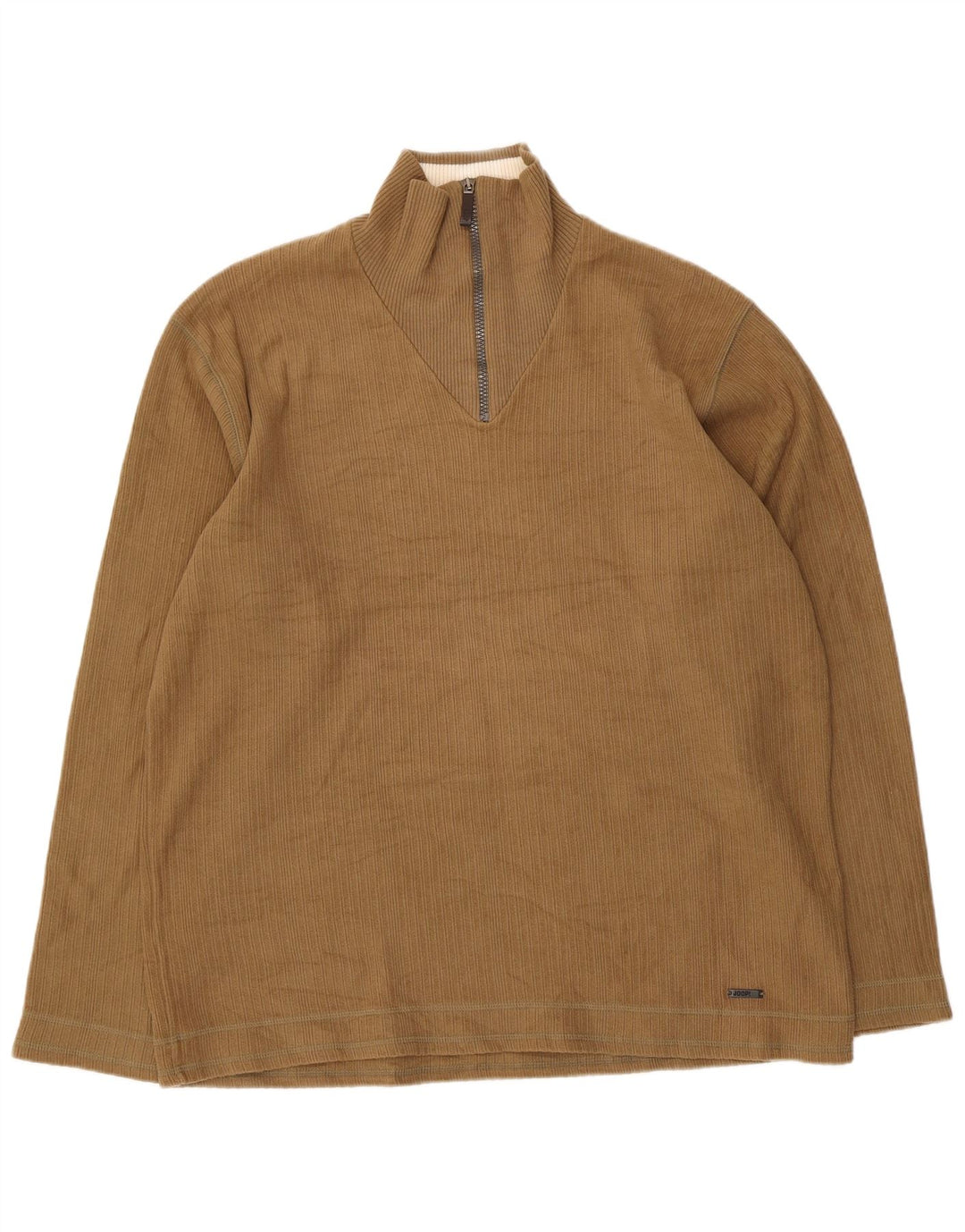 Joop Mens Zip Neck Jumper Sweater XL Brown Cotton