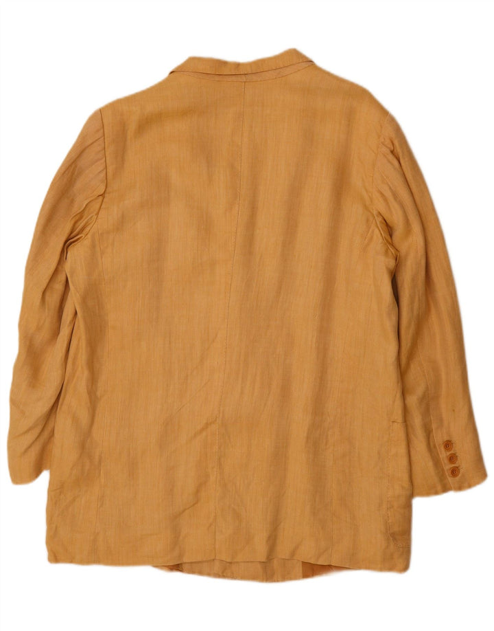 Vintage Mens Double Breasted Blazer Jacket UK 38 Medium Yellow Herringbone