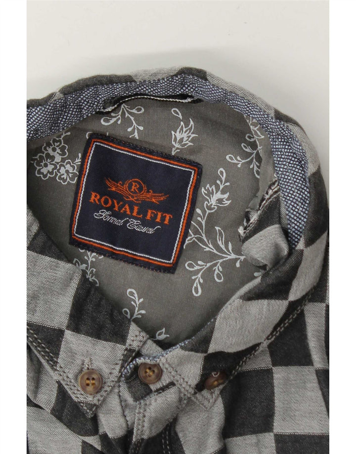 Chemise Homme Vintage Gris Moyen Géométrique