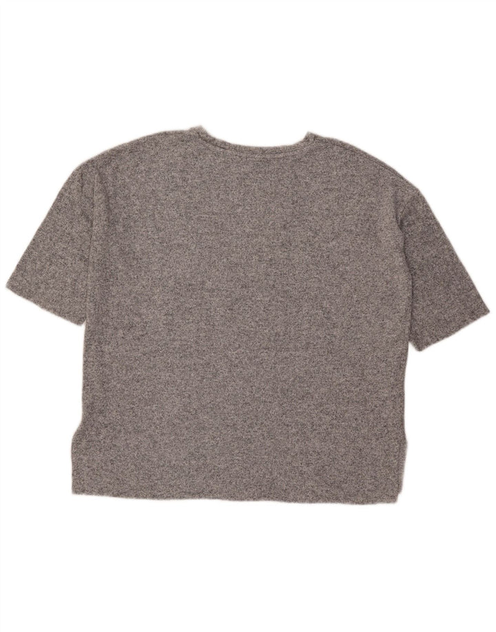 Zara Womens Oversized T-Shirt Top UK 10 Small Grey Flecked Viscose