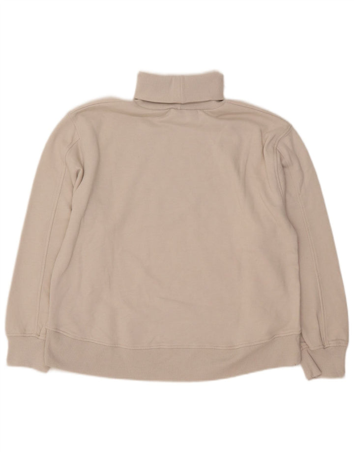 Zara Womens Roll Neck Sweatshirt Jumper UK 14 Medium Beige Cotton