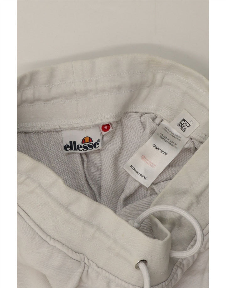 Ellesse Mens Graphic Tracksuit Trousers Joggers Small  White Cotton