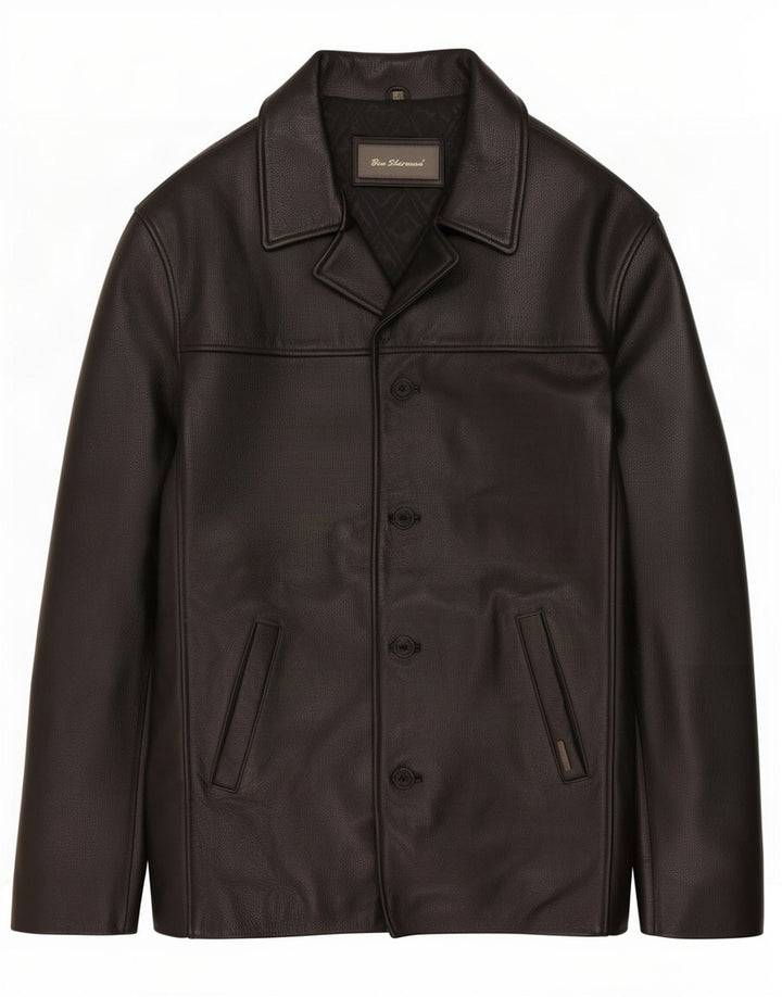 Ben Sherman Veste en cuir pour homme UK 40 Large Noir