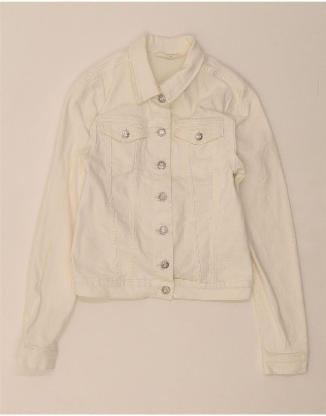 H&M Girls Crop Denim Jacket 13-14 Years White Cotton Vintage H&M and Second-Hand H&M from Messina Hembry 