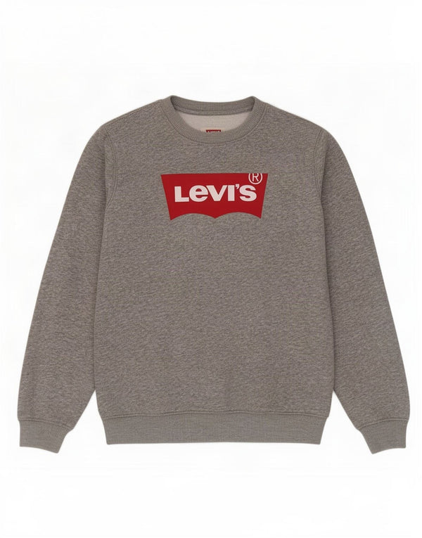 Levi's Boys Graphic Sweatshirt Jumper 7-8 Years Grey Flecked Cotton