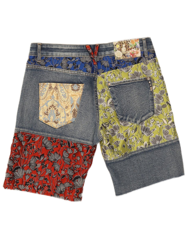 Fracomina Damen Jeansshorts W27 Small Blue Patchwork