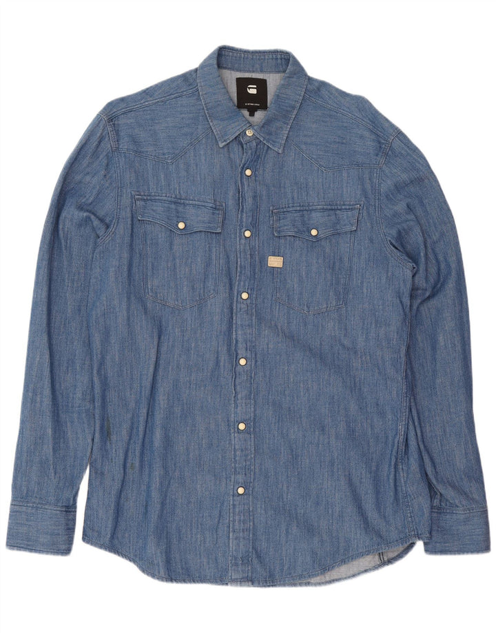 Camicia di jeans da uomo G-Star grande in cotone blu