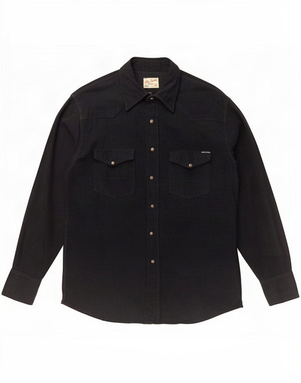 Vintage Mens Corduroy Shirt Large Black Cotton