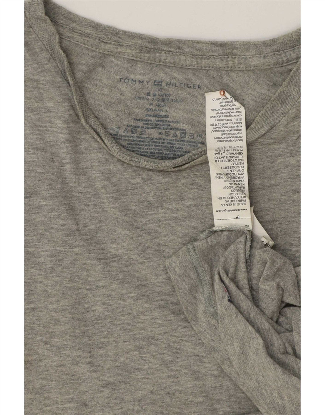 Tommy Hilfiger Mens T-Shirt Top Large Grey Cotton