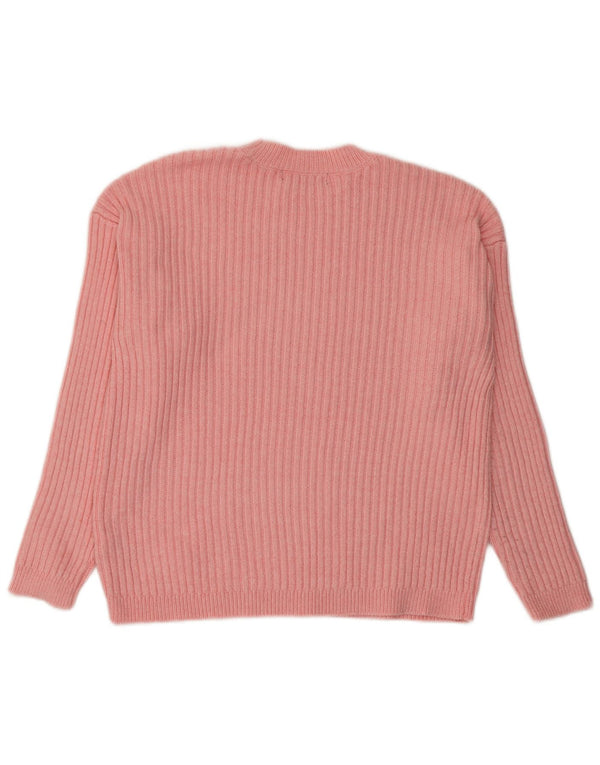 Marks & Spencer Womens Crew Neck Jumper Sweater UK 14 Medium Pink Polyester