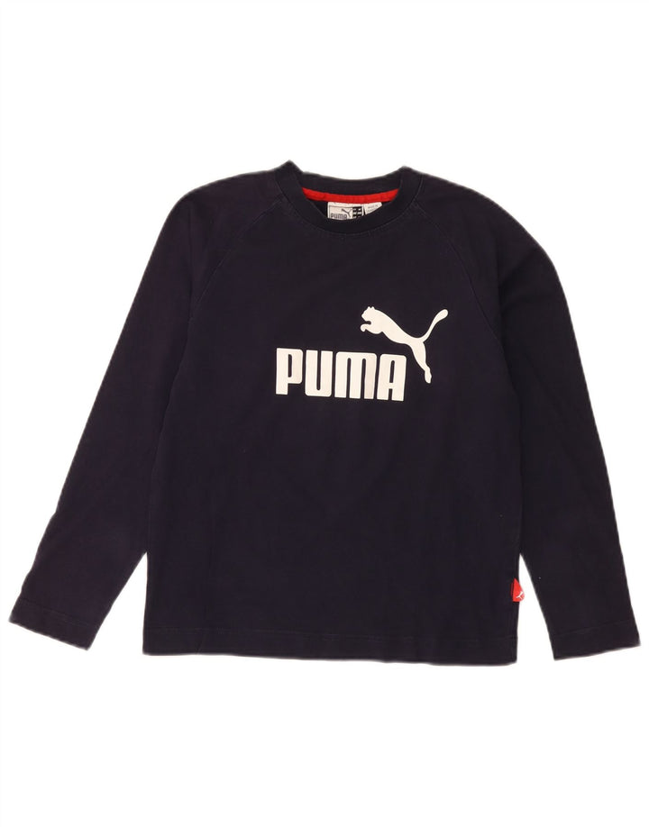 Puma Boys Graphic Top Maneca Lunga 9-10 Ani Bleumarin