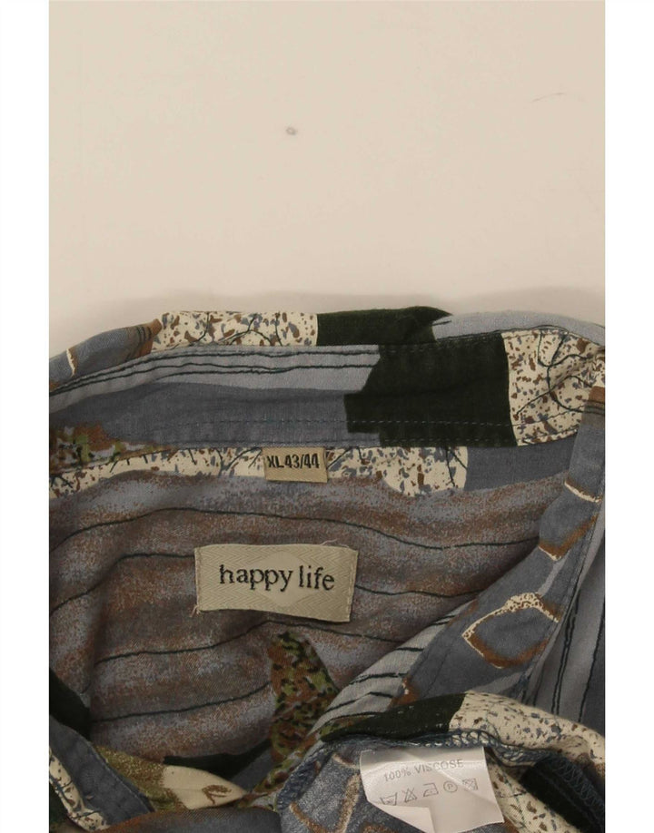 Happy Life Chemise Homme Taille 43/44 XL Gris Patchwork Viscose