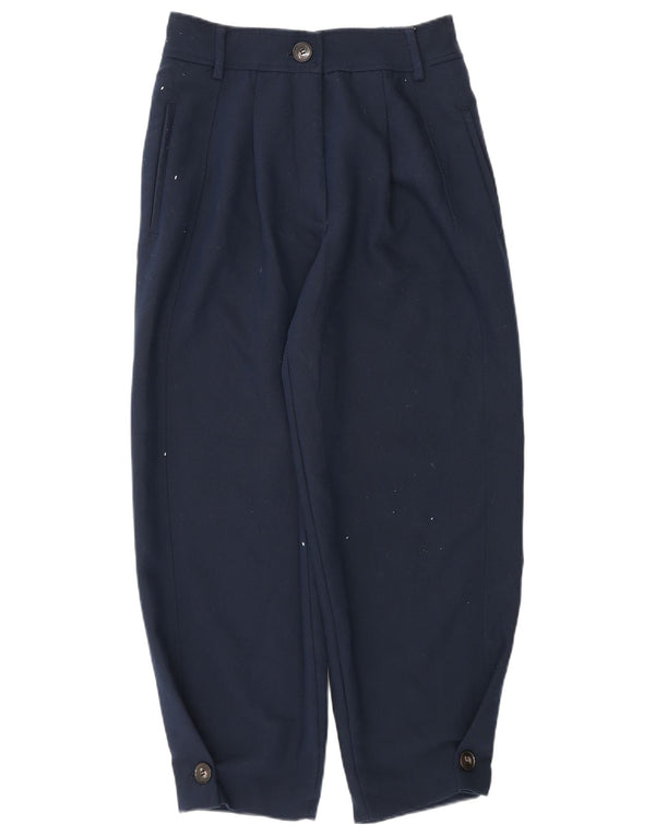 Pantaloni chino larghi da donna Zara piccoli W26 L25 poliestere blu navy