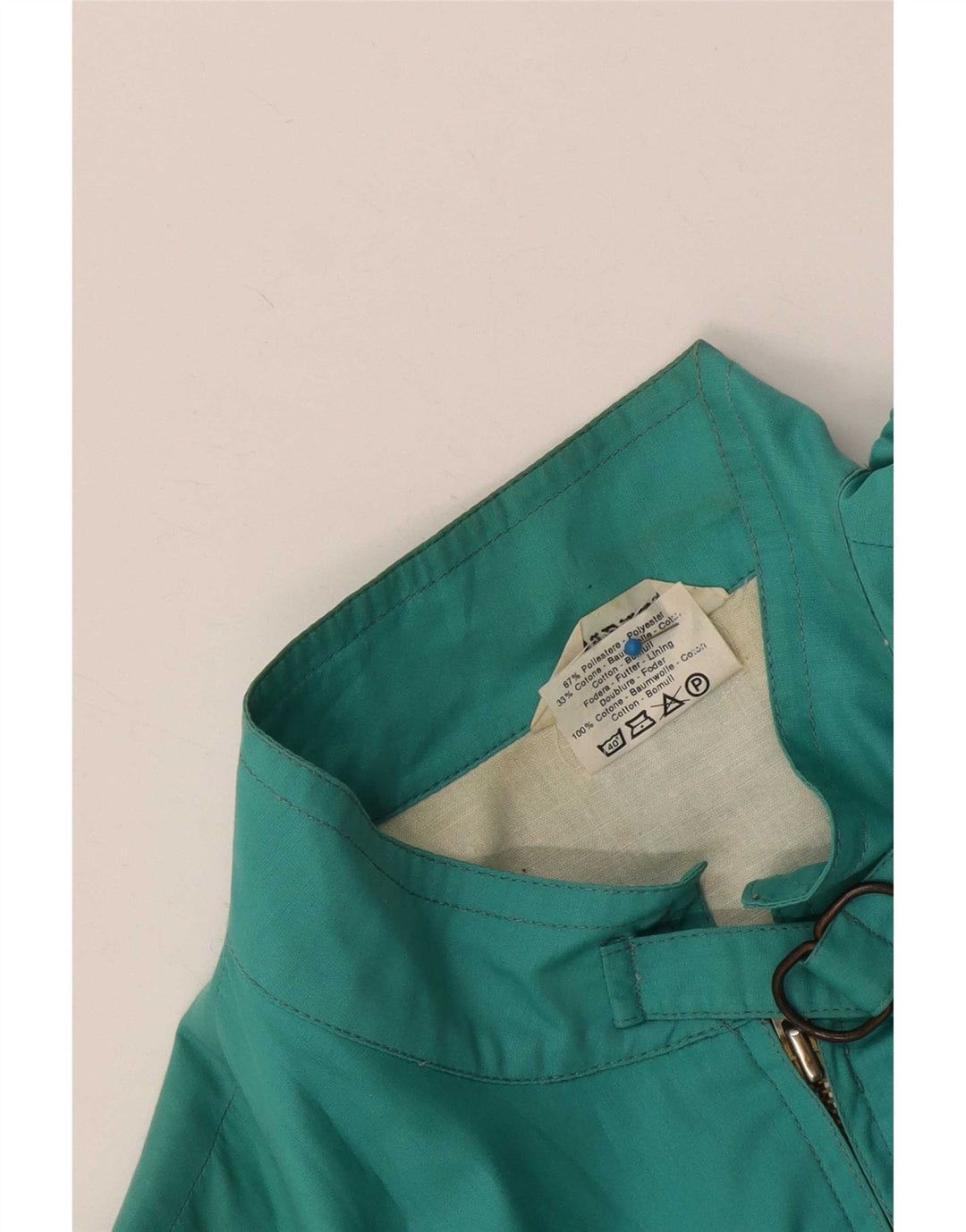 Vintage mujer bomber chaqueta Reino Unido 12 medio turquesa colorblock poliéster