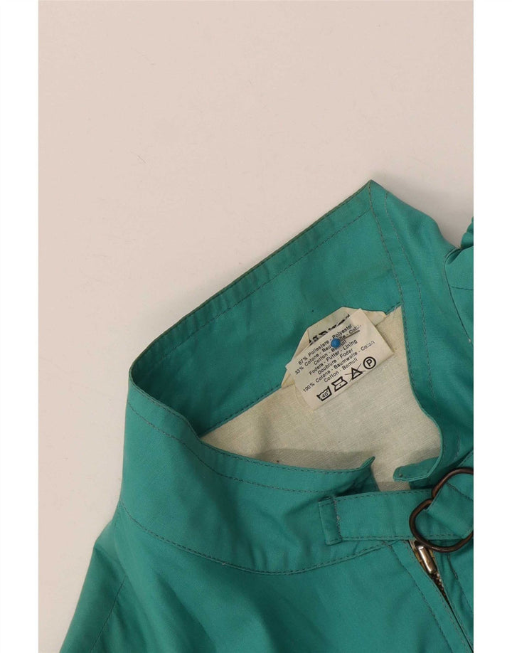 Vintage mujer bomber chaqueta Reino Unido 12 medio turquesa colorblock poliéster