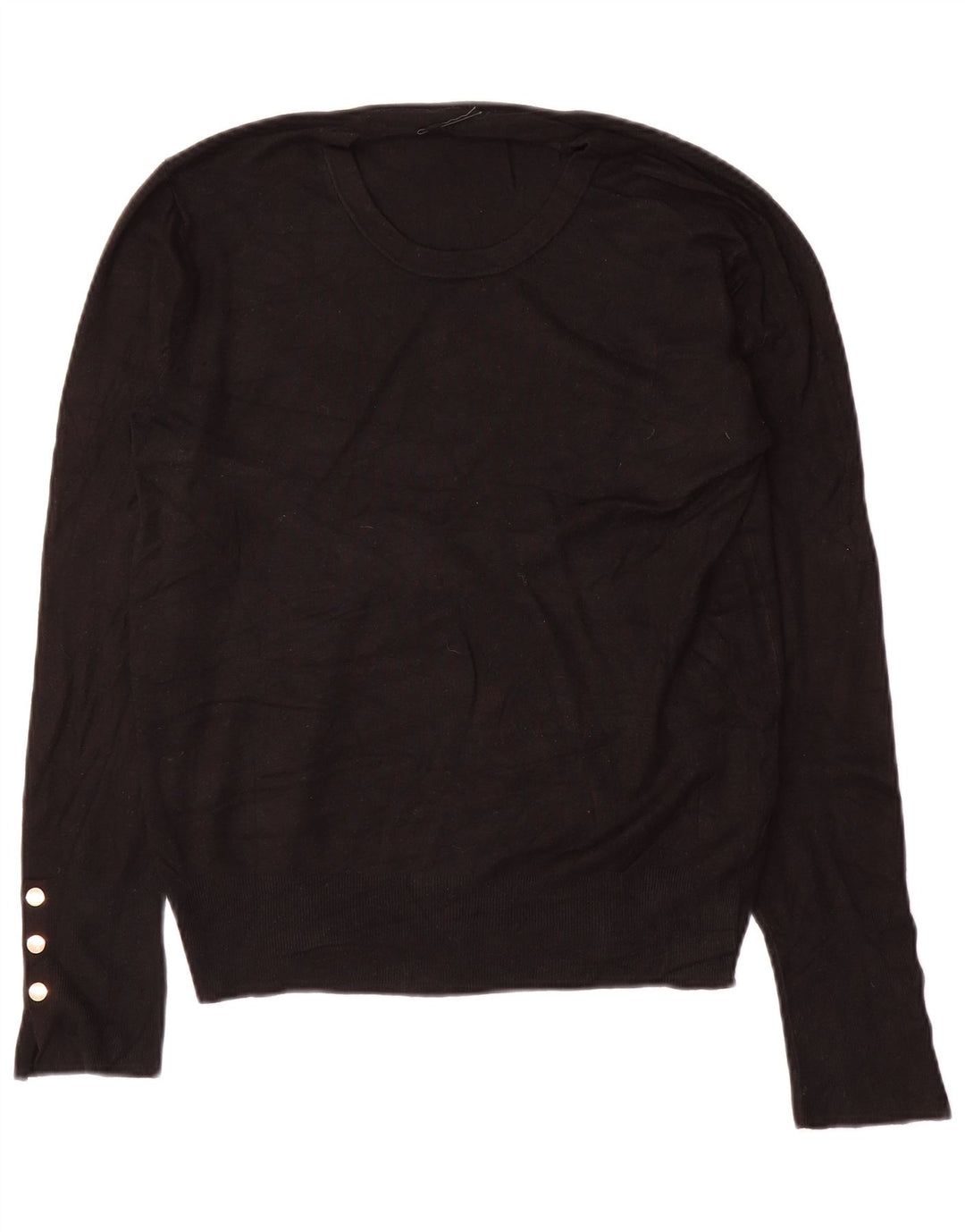 Zara Womens Crew Neck Jumper Sweater UK 14 Medium Black Viscose