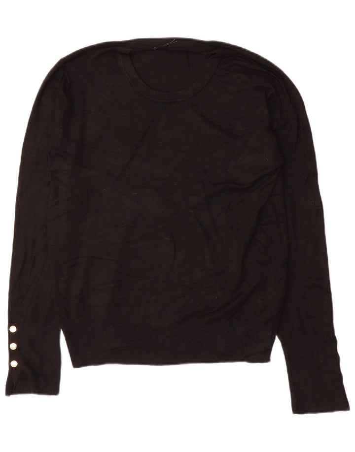 Zara Womens Crew Neck Jumper Sweater UK 14 Medium Black Viscose