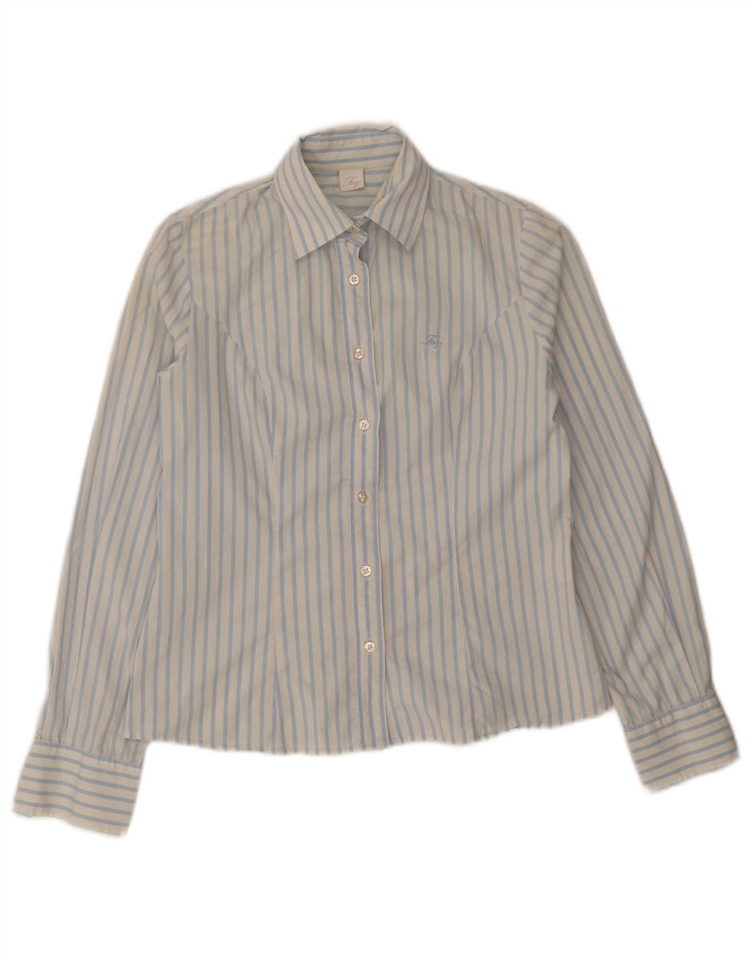 Fay Womens Shirt UK 10 Small Blue Pinstripe Cotton