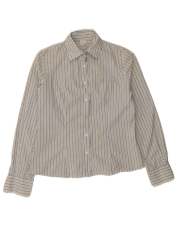 Fay Womens Shirt UK 10 Small Blue Pinstripe Cotton
