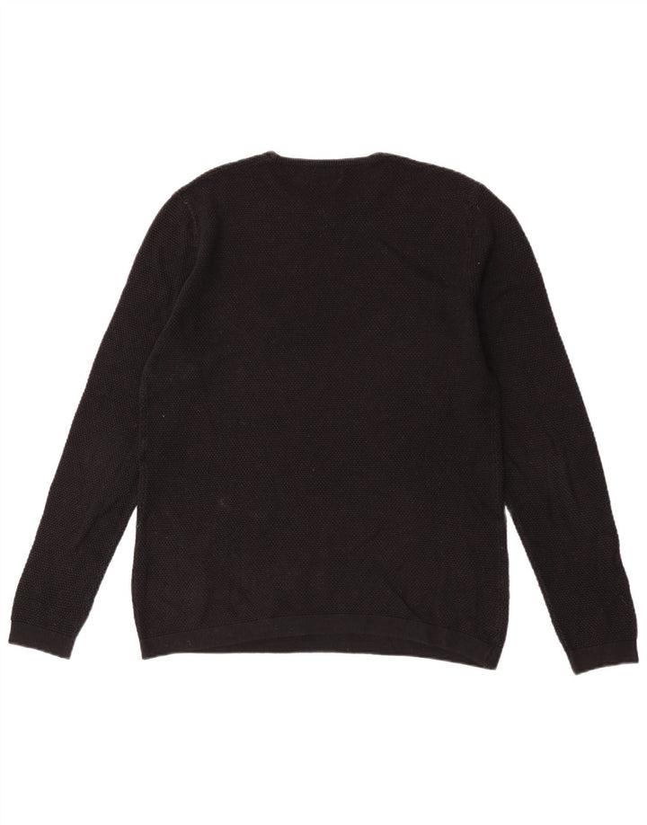 Zara Mens Crew Neck Jumper Sweater Medium Black