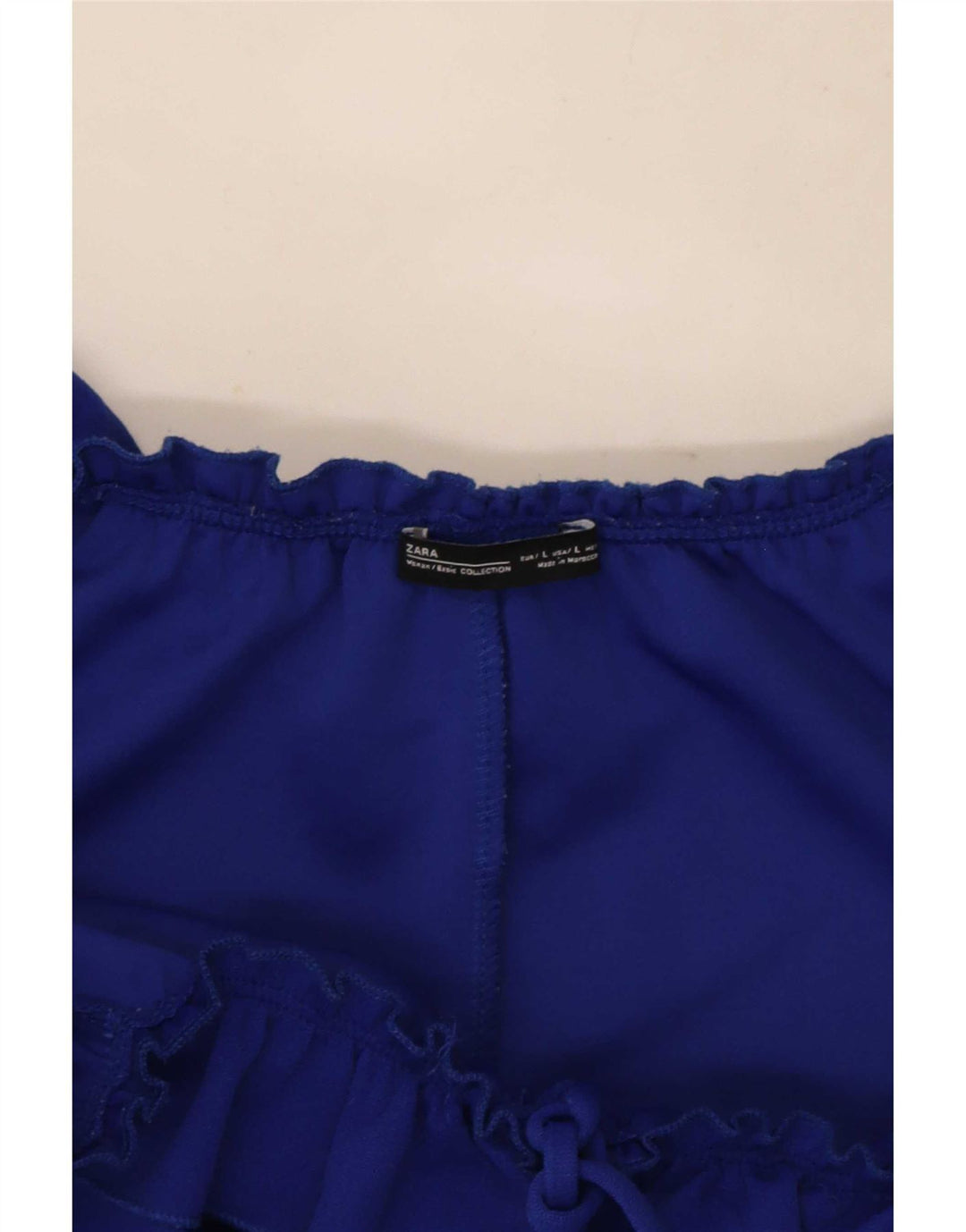 Zara Womens Ruffle Off Shoulder Dress UK 14 Large Blue