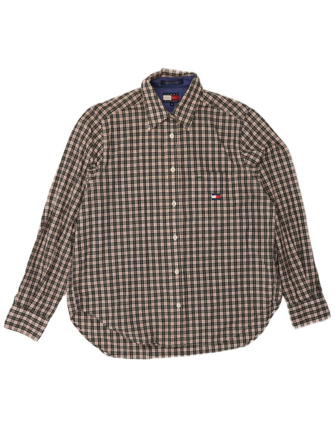TOMMY HILFIGER Womens Shirt US 8 Medium Grey Check Cotton