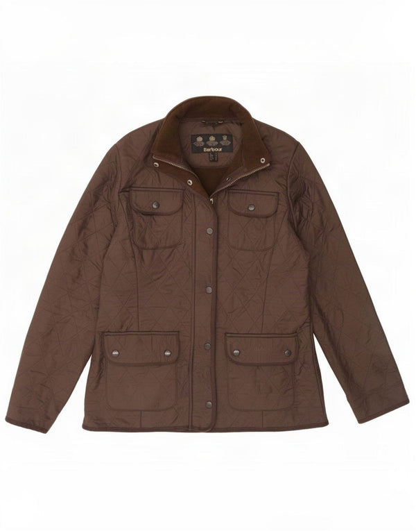 Jaqueta acolchoada feminina Barbour UK 12 poliéster marrom médio