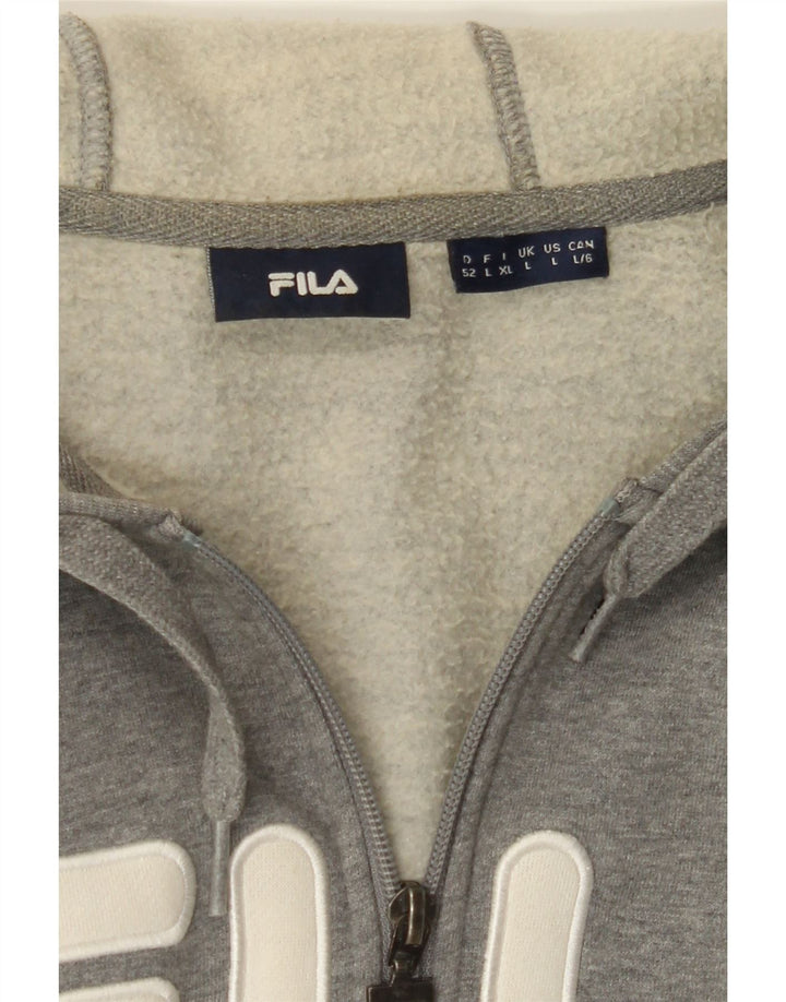 FILA Mens Graphic Hoodie Jumper Large Grey Cotton Vintage Fila and Second-Hand Fila from Messina Hembry 
