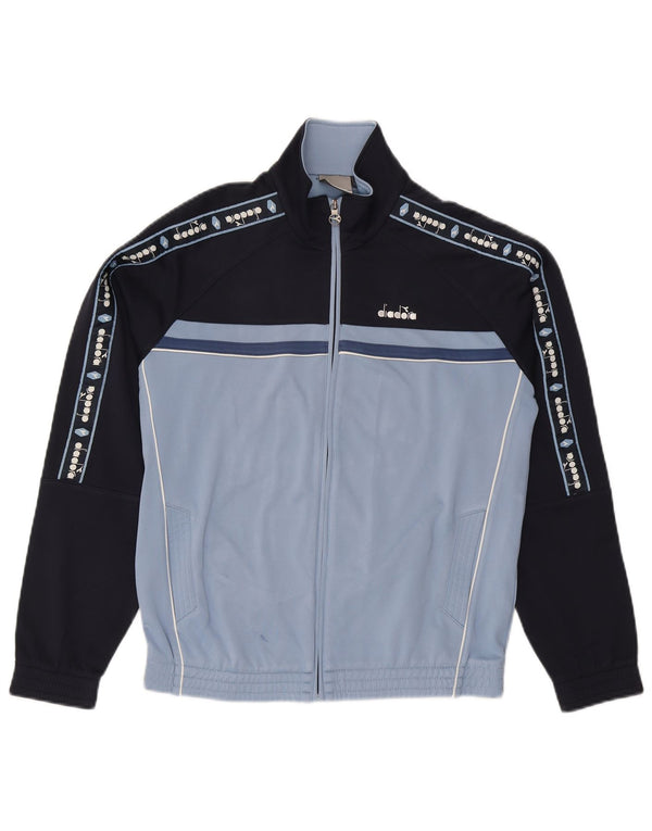 Diadora Veste de survêtement graphique pour homme UK 36 Small Bleu marine Colourblock