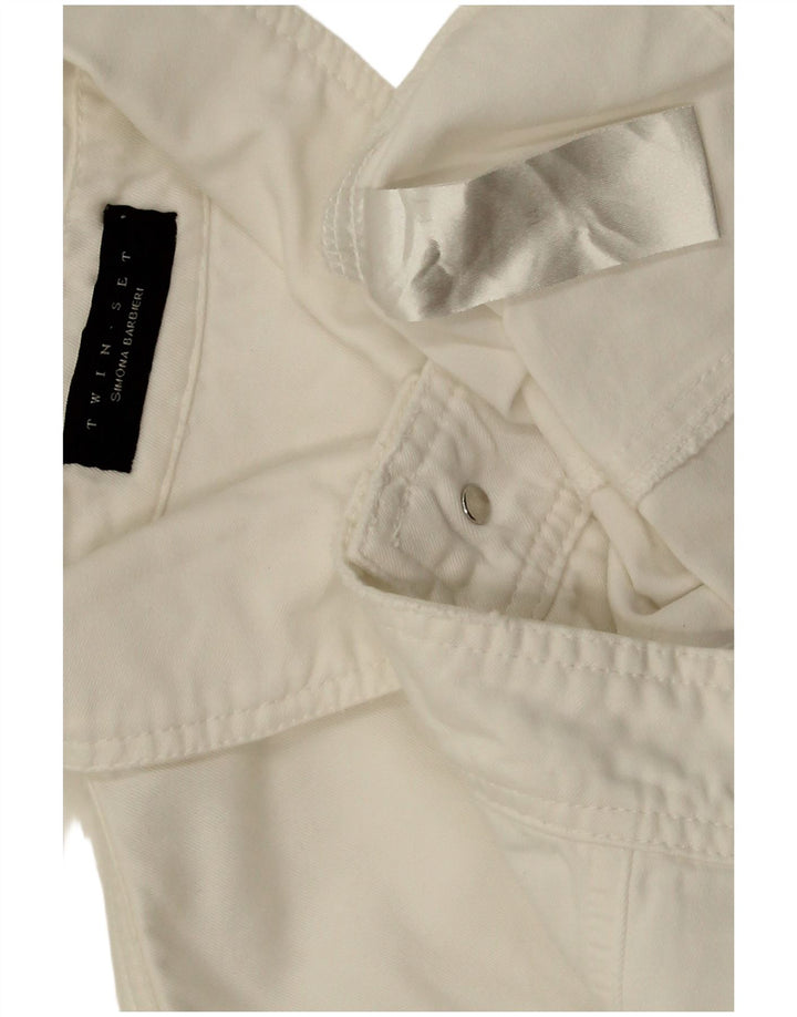 Twin-Set Womens Crop Denim Jacket UK 12 Medium White