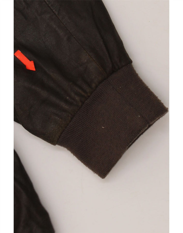 Gimo's Mens Bomber Leather Jacket UK 38 Medium Brown Leather
