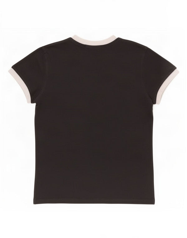 T-shirt da donna Adidas Top UK 8 Small in cotone color block nero