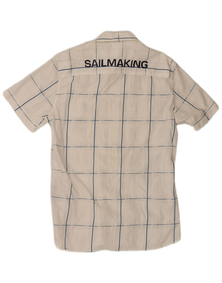 NORTH SAILS Mens Graphic Short Sleeve Shirt Large White Check Cotton