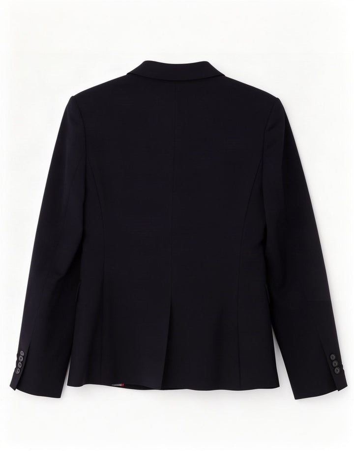 Zara Femme 1 Bouton Blazer Veste UK 6 XS Bleu Marine Laine