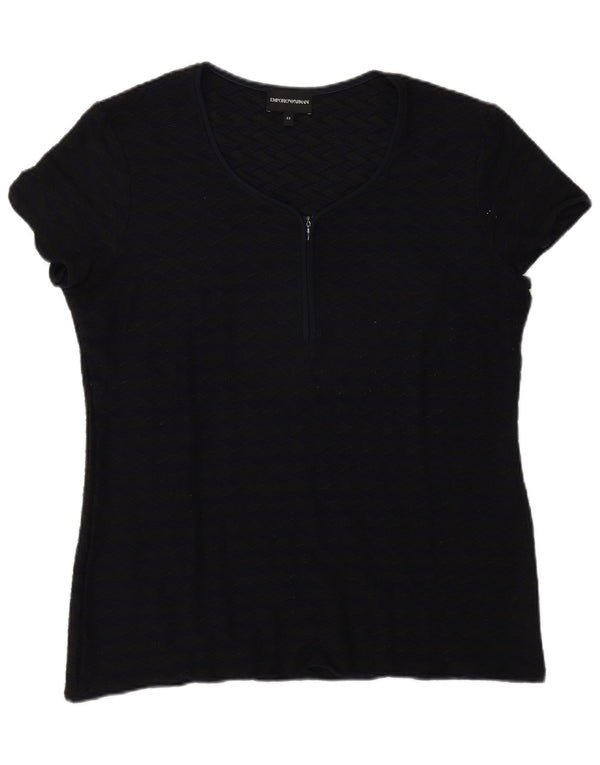 Женская футболка Emporio Armani Top IT 52 2XL Темно-синяя с геометрическим рисунком