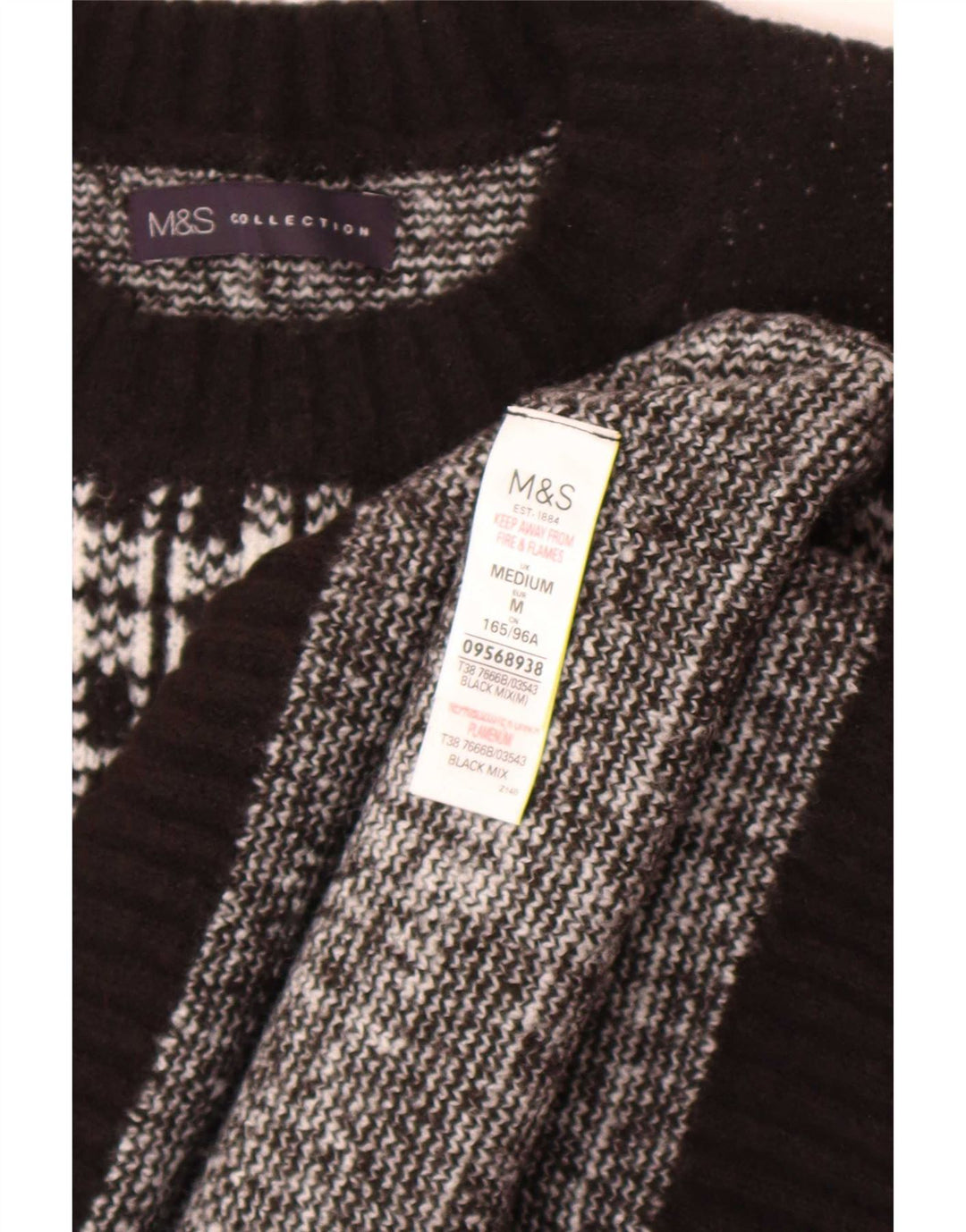 Marks & Spencer Pull col bateau pour femme UK 14 Medium Black Check