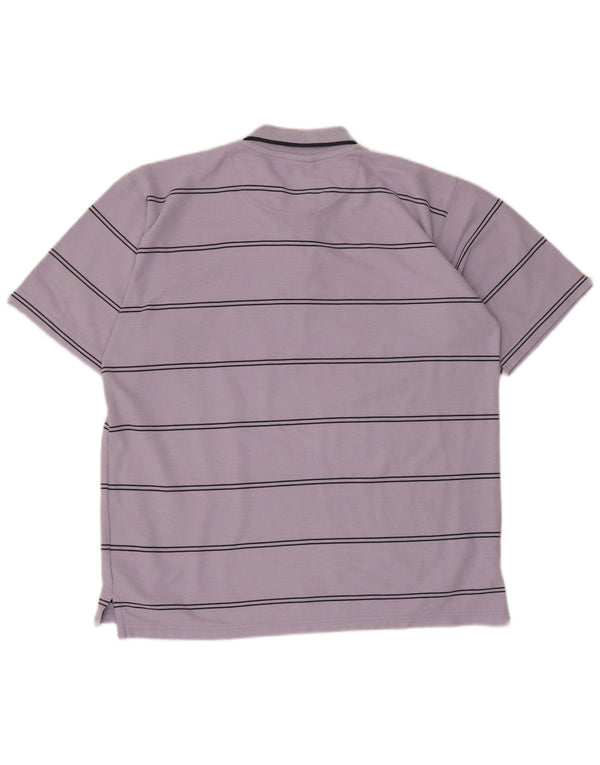 Umbro Mens Polo Shirt Large Purple Striped Polyester