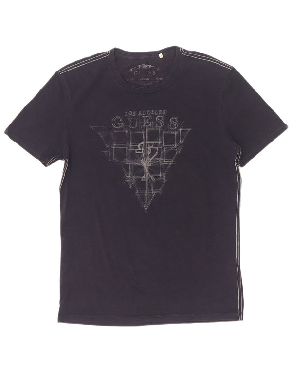 Guess Camiseta gráfica para hombre Top UK 36 Small Azul marino Algodón