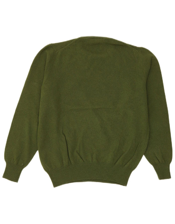 Fred Perry Mens Crew Neck Jumper Sweater Medium Green Wool