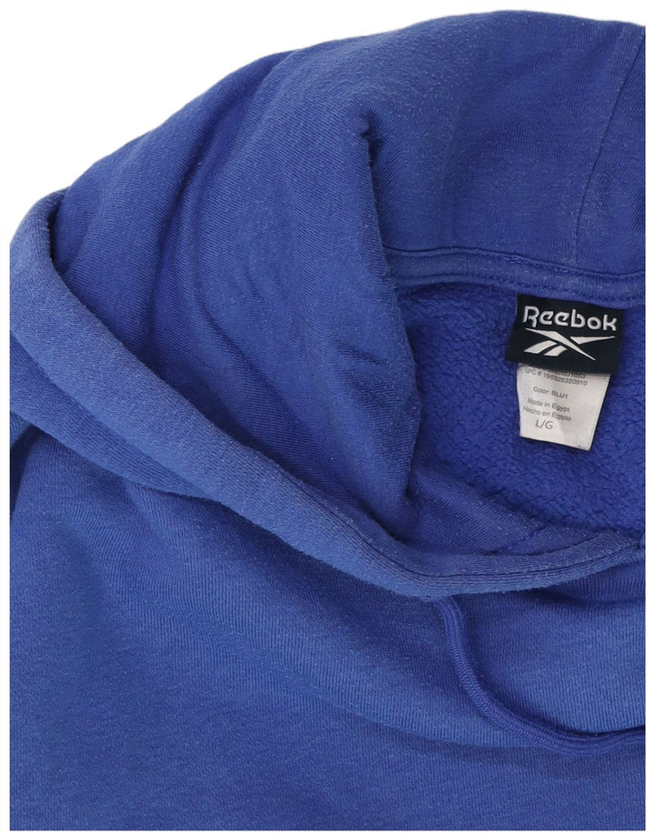 REEBOK Mens Hoodie Jumper Large Blue Cotton