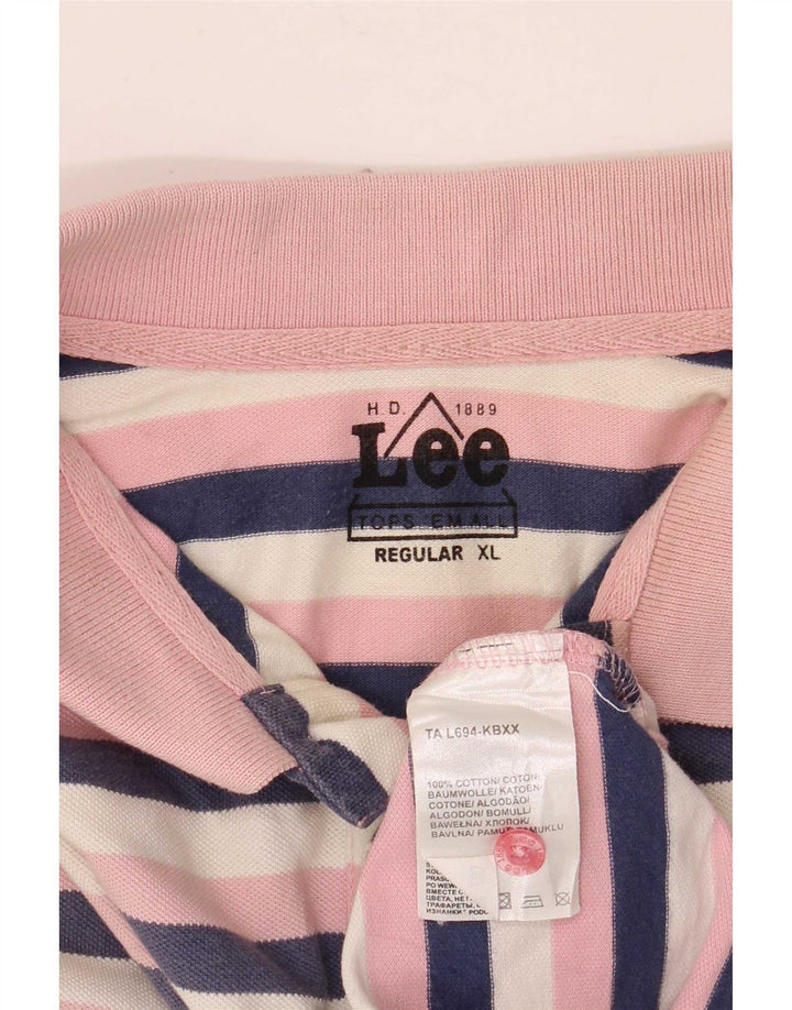 Lee Mens Regular Polo Shirt XL Multicoloured Striped Cotton