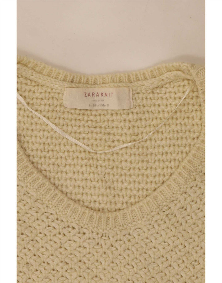 Zara Womens Oversized V-Neck Jumper Sweater UK 10 Small Off White