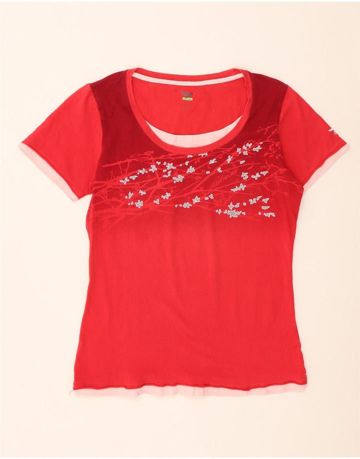 SALEWA Womens T-Shirt Top UK 14 Medium Red Floral