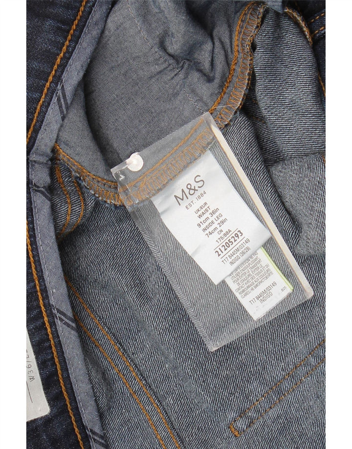 Marks & Spencer Mens Tapered Jeans W36 L29 Navy Blue Cotton