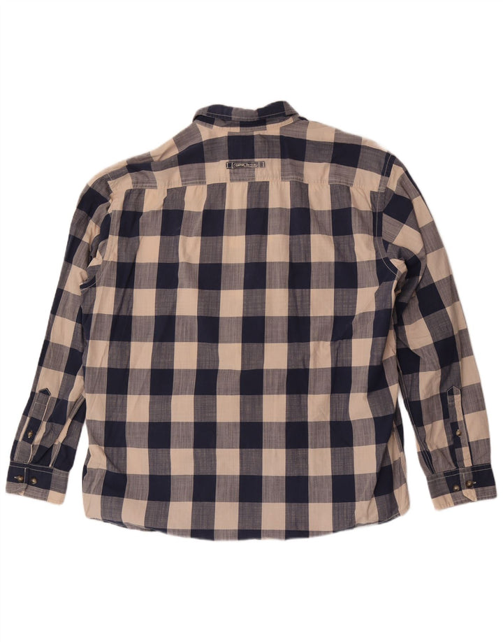 Camel Active Herre Regular Fit skjorte 2XL Navy Blue Gingham Cotton