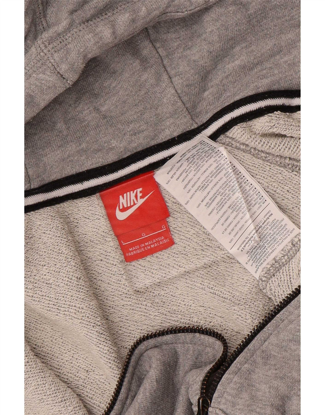 Nike Herren-Kapuzenpullover mit Reißverschluss, groß, graue Baumwolle
