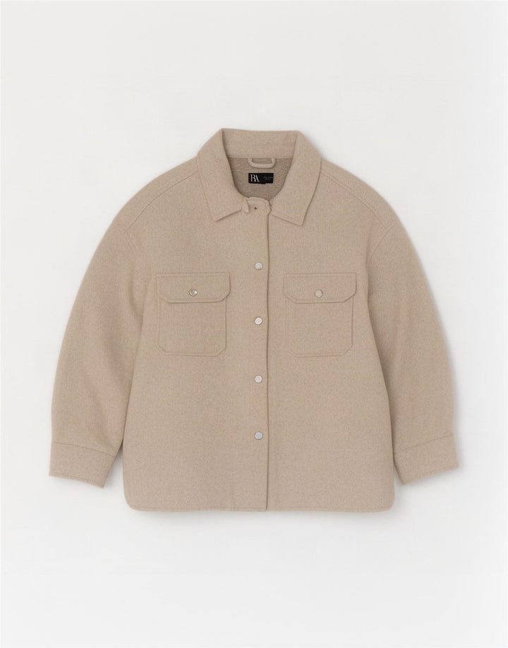 Zara Dame Overshirt Flanell Shirt UK 8 XS Beige Polyester