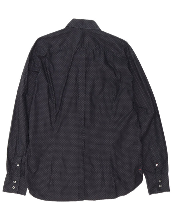 Paul Smith Herren-Hemd mit klassischer Passform XL, schwarz gefleckte Baumwolle
