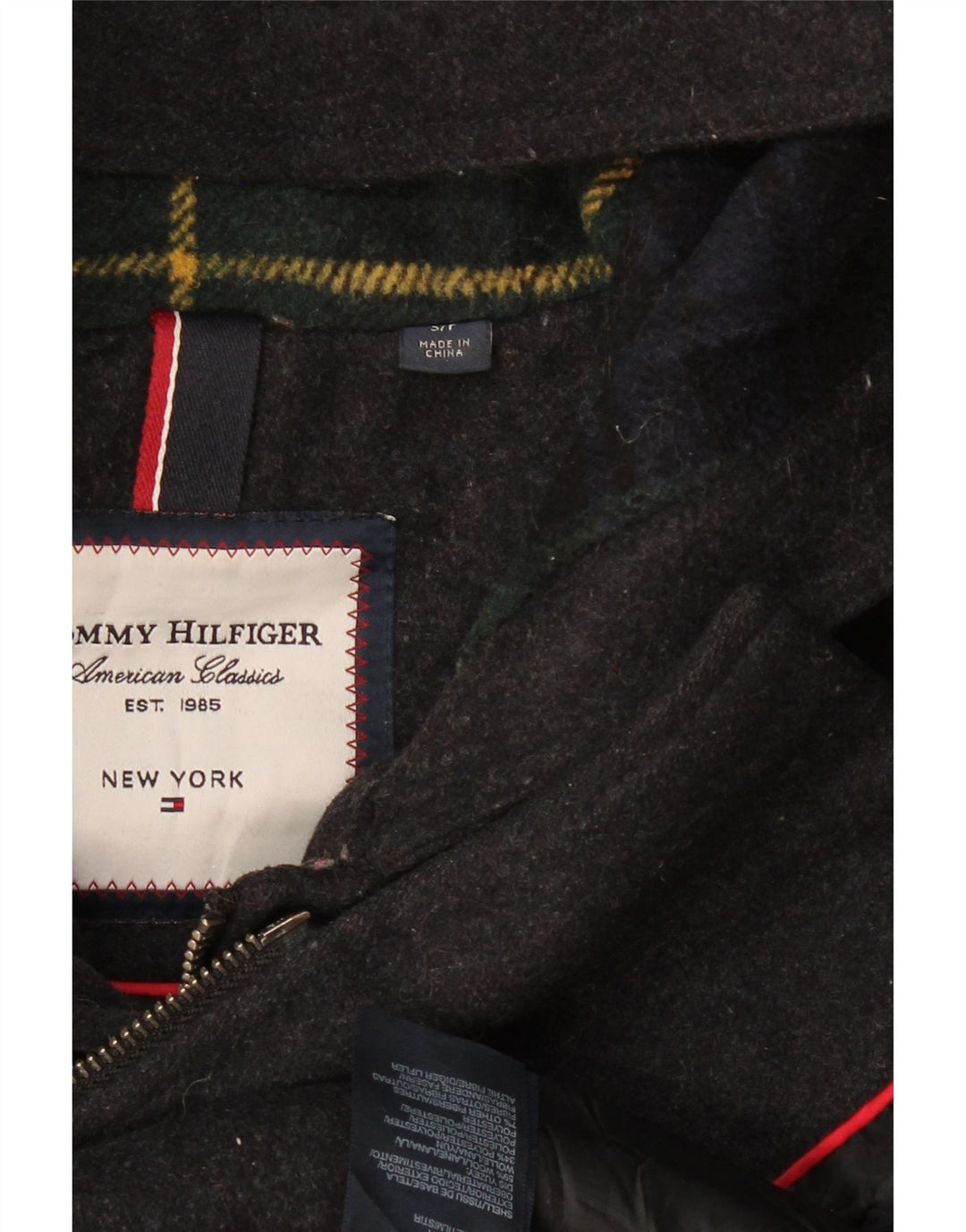 Tommy Hilfiger Womens Hooded Duffle Coat UK 10 Small Grey Wool